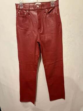 Pistola Red Faux Leather Pants Size 28